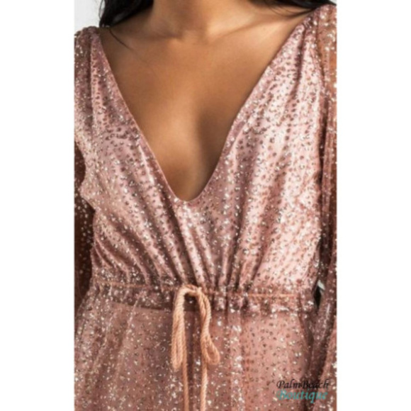 Sparkled Long Sleeve Glitter Maxi Glitter Dress - Picture 4 of 4